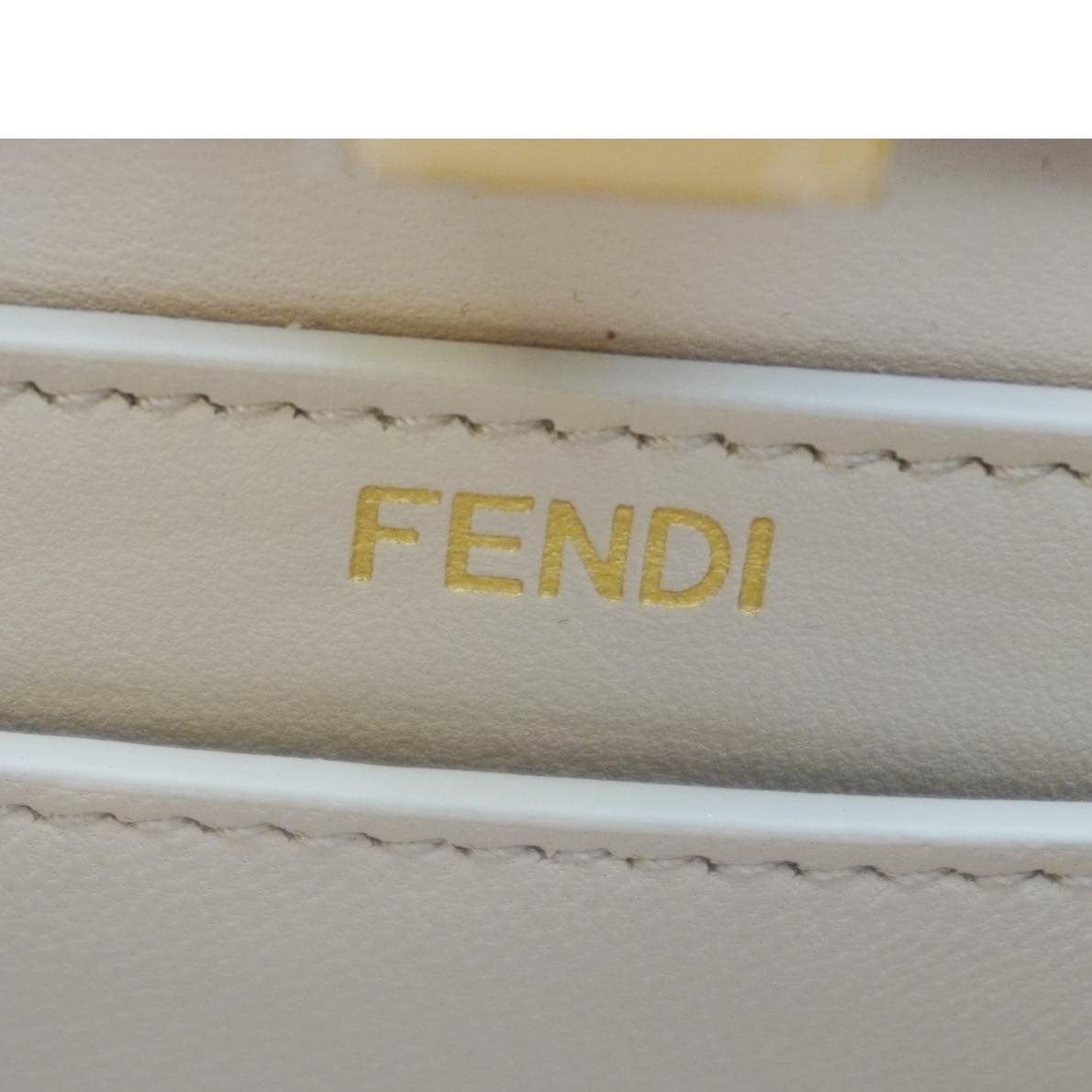 FENDI Peekaboo Vitello Seta Nappa Floral Embroidered Leather Tote Bag Camelia