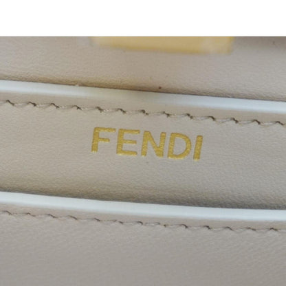 FENDI Peekaboo Vitello Seta Nappa Floral Embroidered Leather Tote Bag Camelia