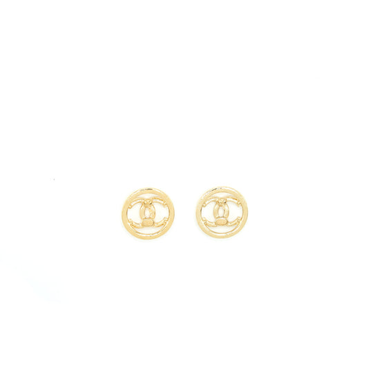 Chanel 22S CC Round Earrings White/ Light Gold Tone