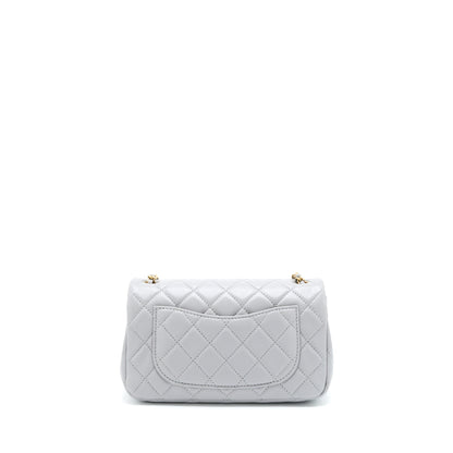Chanel 21B Pearl Crush Mini Rectangular Flap Bag Lambskin Grey