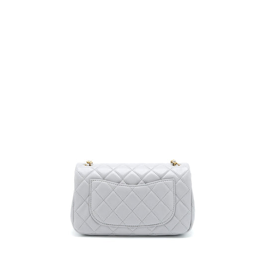 Chanel 21B Pearl Crush Mini Rectangular Flap Bag Lambskin Grey