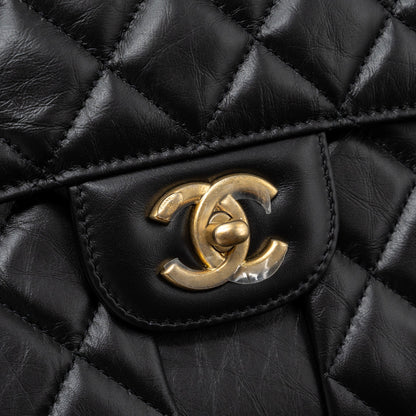 Chanel 23S flap backpack calfskin black brushed  (microchip)