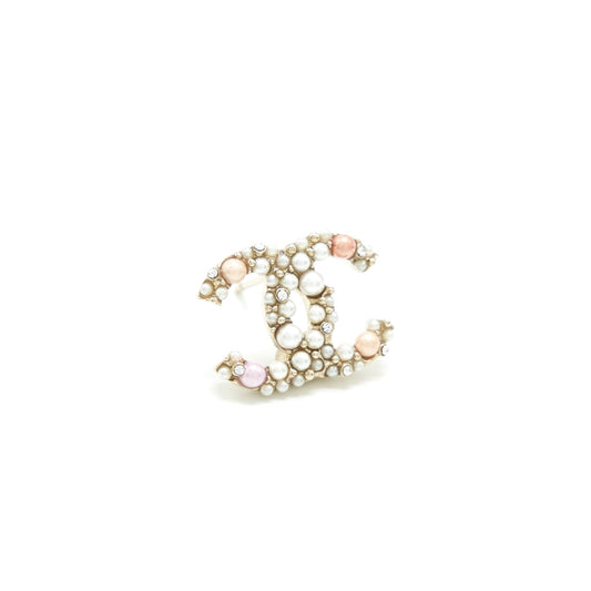 Chanel CC Pearl Earrings With Multicoloured Pearls L