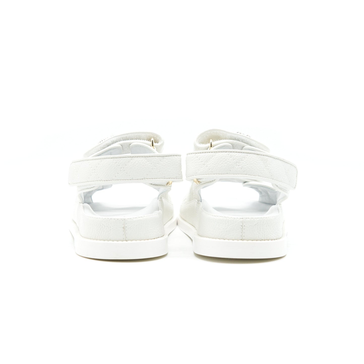 CHANEL DAD SANDALS SIZE36 LEATHER SANDAL WHITE