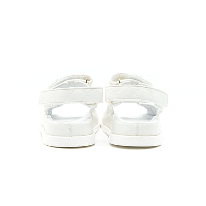 CHANEL DAD SANDALS SIZE36 LEATHER SANDAL WHITE