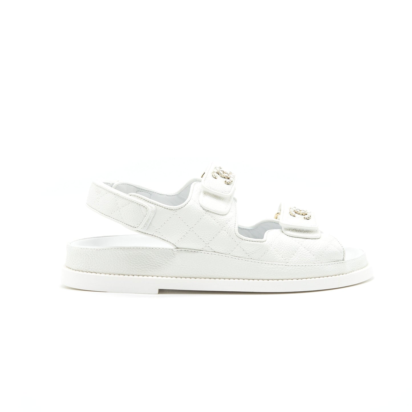 CHANEL DAD SANDALS SIZE36 LEATHER SANDAL WHITE