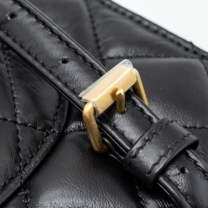 Chanel 23S flap backpack calfskin black brushed  (microchip)