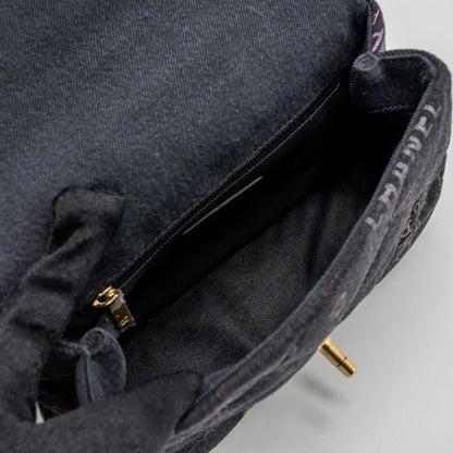 Chanel Black Denim Flap Bag Brushed  (Microchip)