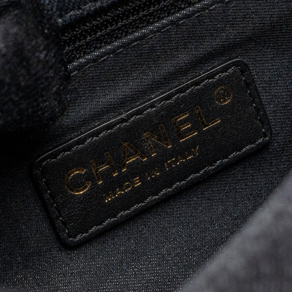 Chanel Black Denim Flap Bag Brushed  (Microchip)