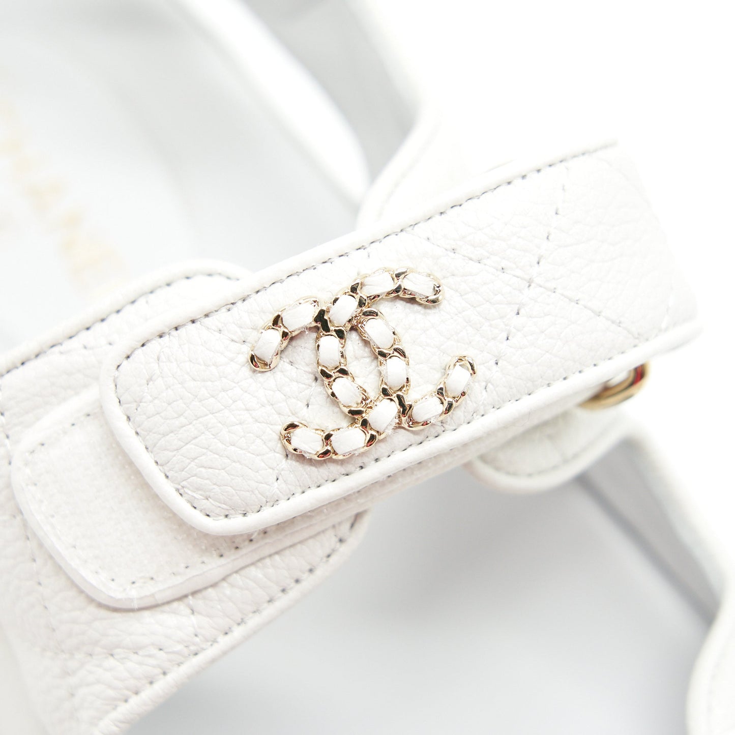 CHANEL DAD SANDALS SIZE36 LEATHER SANDAL WHITE