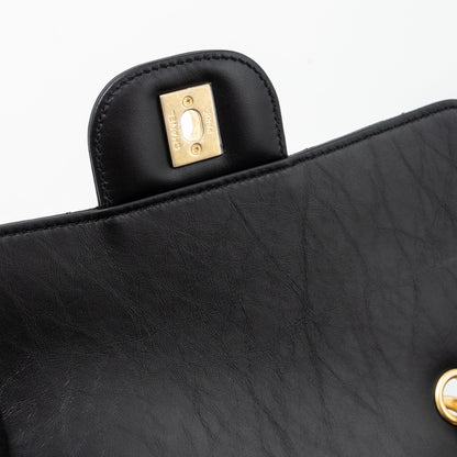 Chanel 23S flap backpack calfskin black brushed  (microchip)