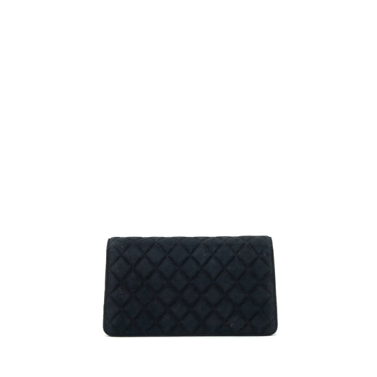 Chanel Quilted Velvet CC Logo Flap Bag black L