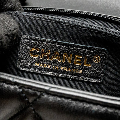 Chanel Quilted Mini Flap Bag with Detailed Chain Lambskin Black  (Microchip)