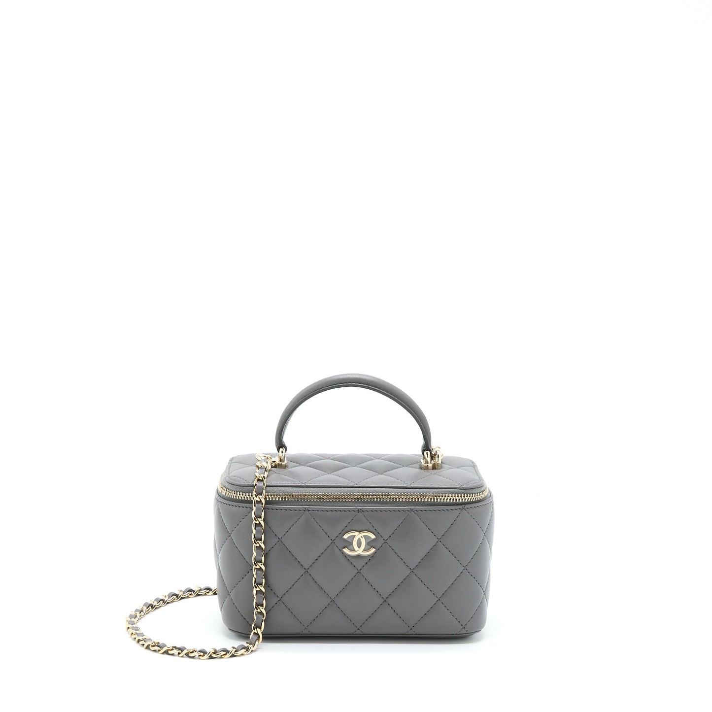 Chanel 22A Top Handle Long Vanity With Chain Grey