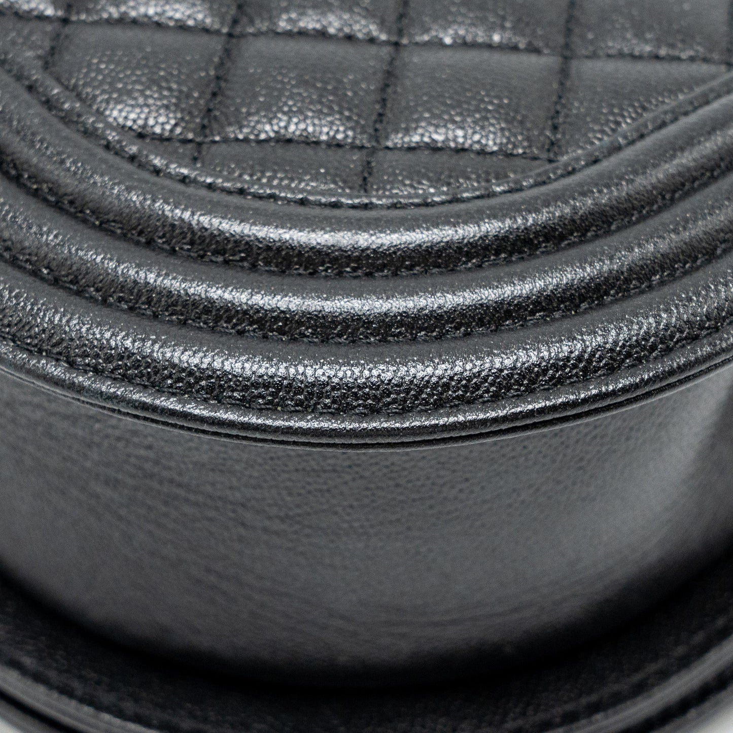 Chanel 22A Round Boy Messenger Bag Caviar Black  (Microchip)