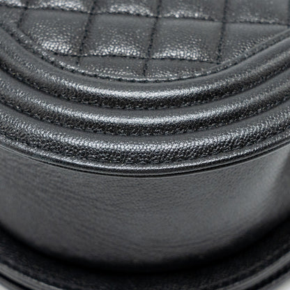 Chanel 22A Round Boy Messenger Bag Caviar Black  (Microchip)