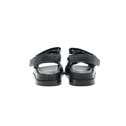 CHANEL DAD SANDALS SIZE36.5 LEATHER SANDAL BLACK