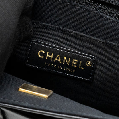 Chanel 23S flap backpack calfskin black brushed  (microchip)