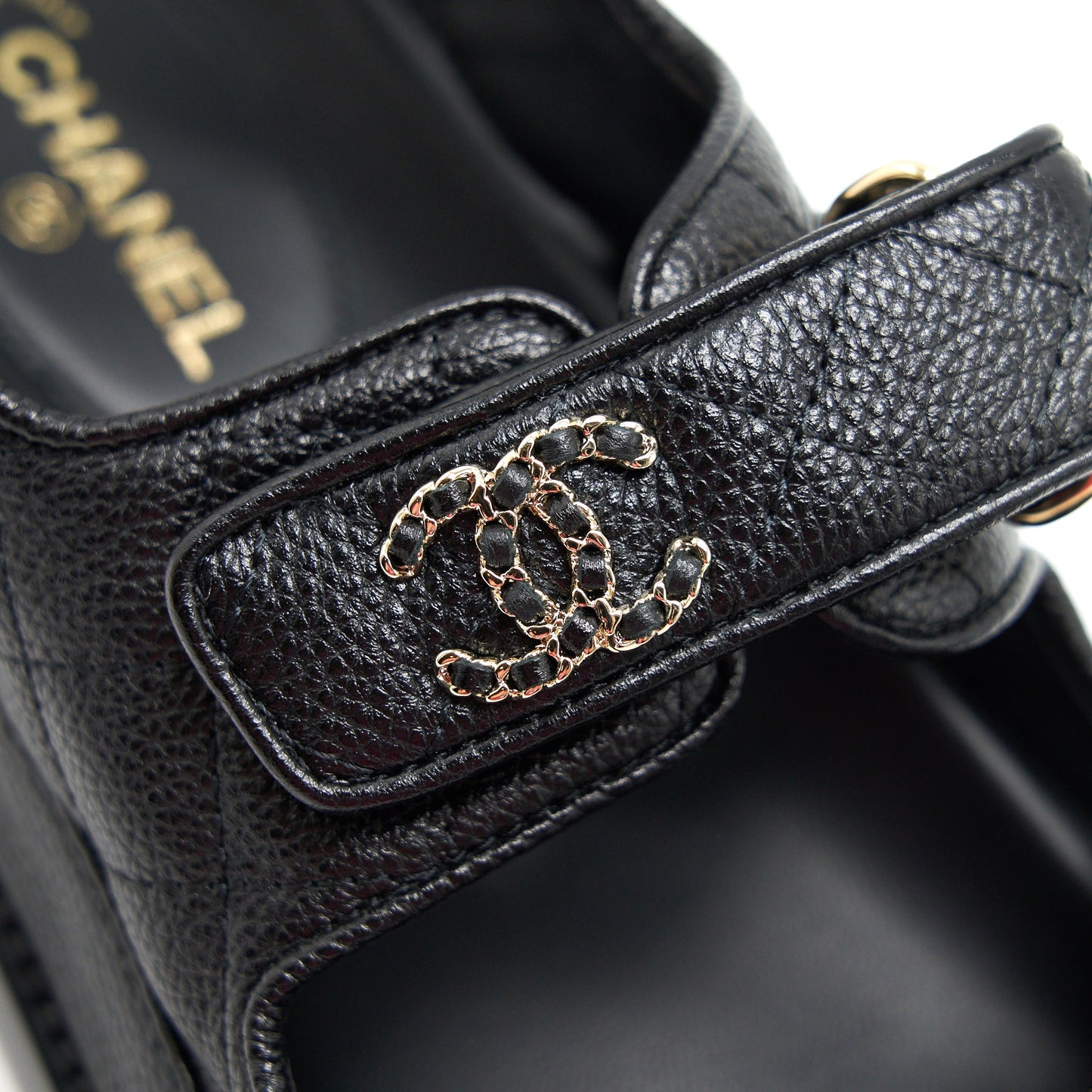 CHANEL DAD SANDALS SIZE36.5 LEATHER SANDAL BLACK