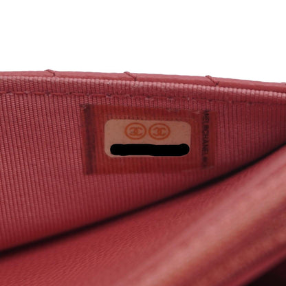 CHANEL CC WOC Chevron Leather Wallet On Chain Crossbody Bag Pink