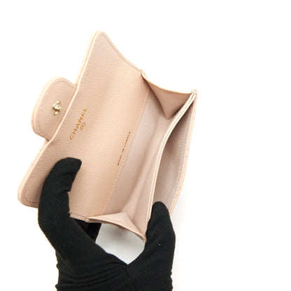 Chanel 22C Flap Cardholder Caviar Light Beige L