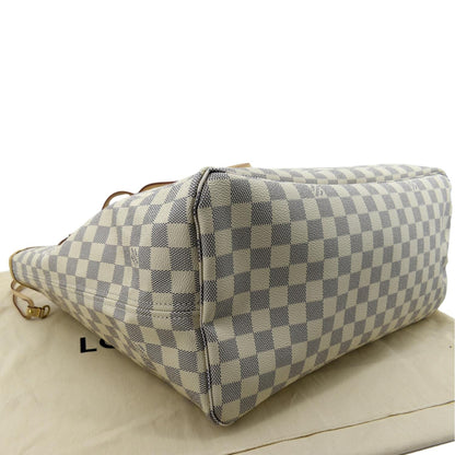 LOUIS VUITTON Neverfull GM Damier Azur Tote Shoulder Bag White