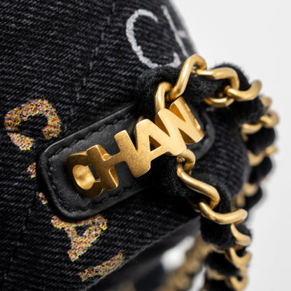 Chanel Black Denim Flap Bag Brushed  (Microchip)