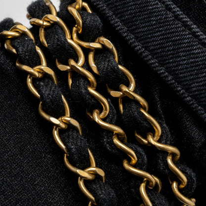 Chanel Black Denim Flap Bag Brushed  (Microchip)