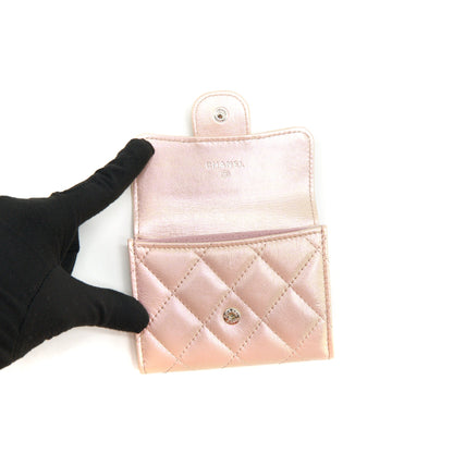 Chanel Iridescent Card Holder Calfskin Pink