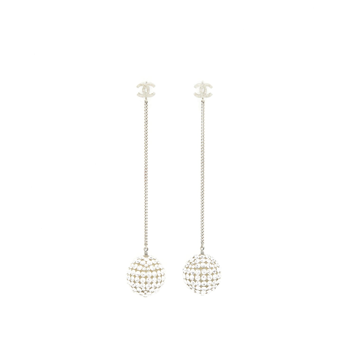 Chanel Drop Ball Crystal Earrings