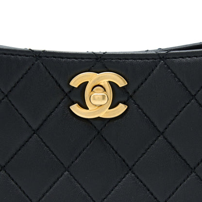 Chanel 23C Pearl Crush Hobo Bag Lambskin Black Brushed  (Microchip)