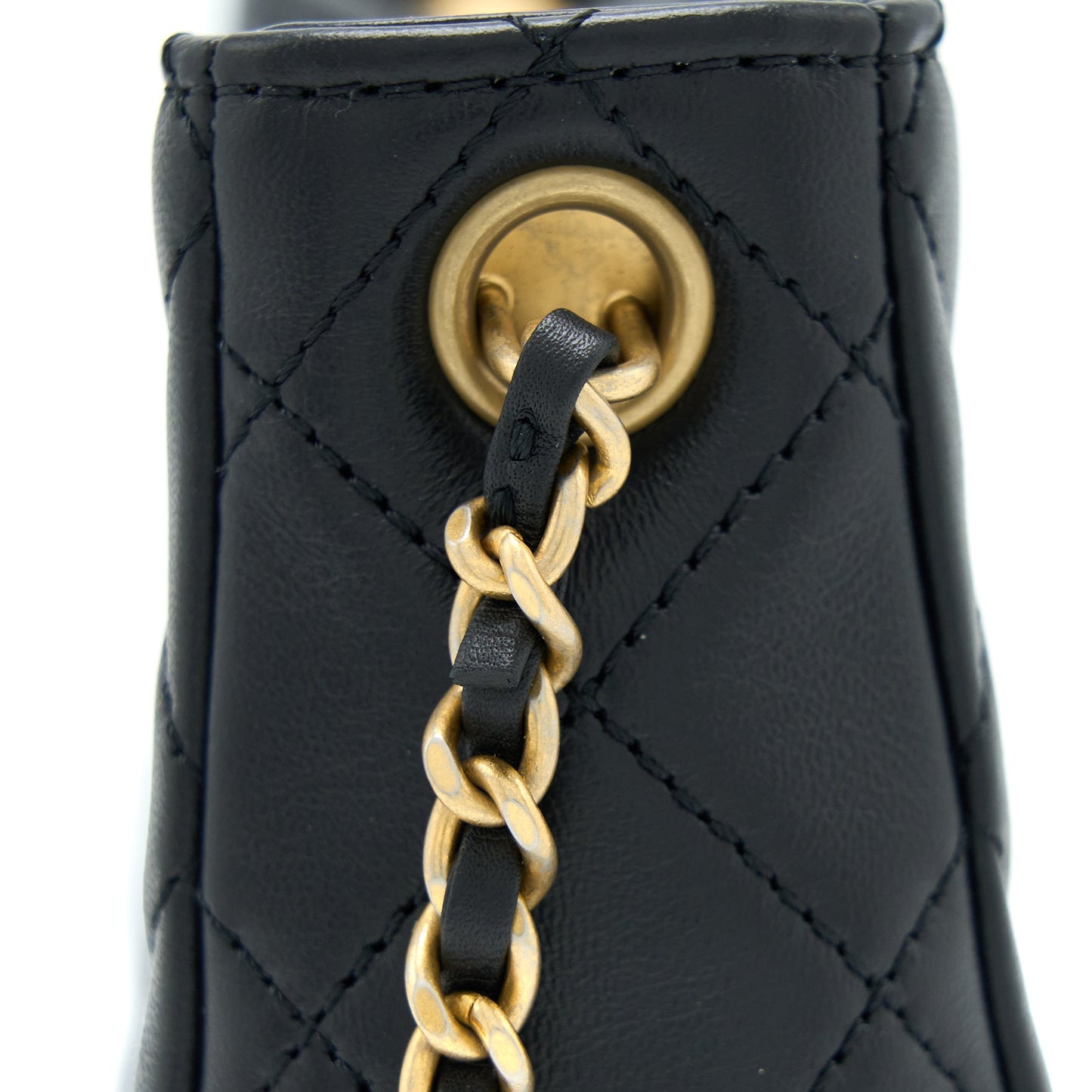 Chanel 23C Pearl Crush Hobo Bag Lambskin Black Brushed  (Microchip)