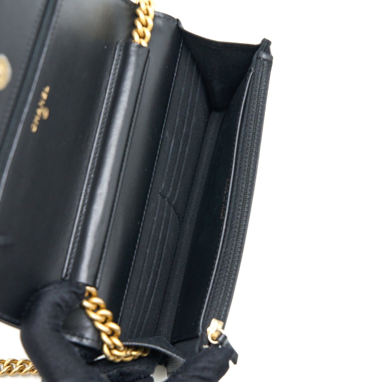 Chanel Boy Wallet on Chain Caviar Black  (Microchip)