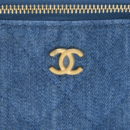 Chanel 22C Pearl Crush Mini Vanity With Chain Denim Blue