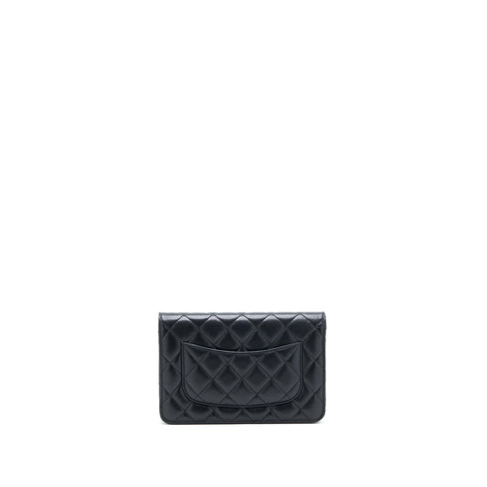 Chanel Ribbon Wallet On Chain Lambskin Black L (Microchip)