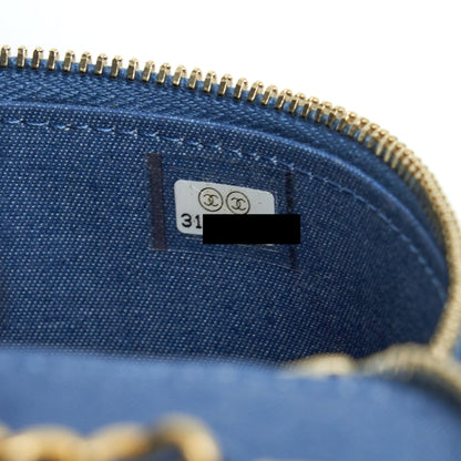 Chanel 22C Pearl Crush Mini Vanity With Chain Denim Blue