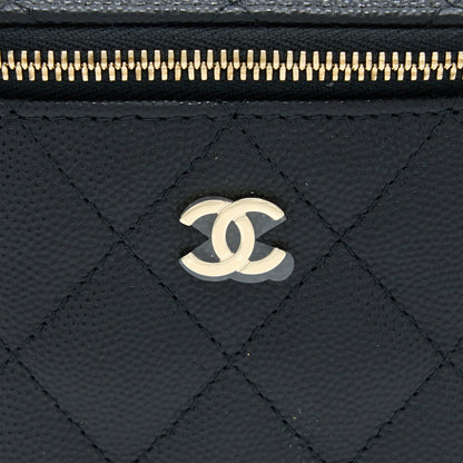 Chanel 23C Mini Vanity With Chain Caviar Black L