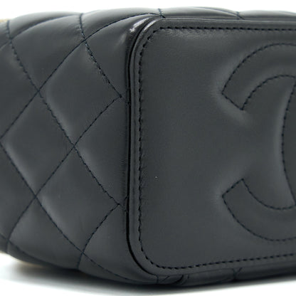Chanel 22K Gold Pillar Adjustable Chain Long Vanity Lambskin Black  (Microchip)