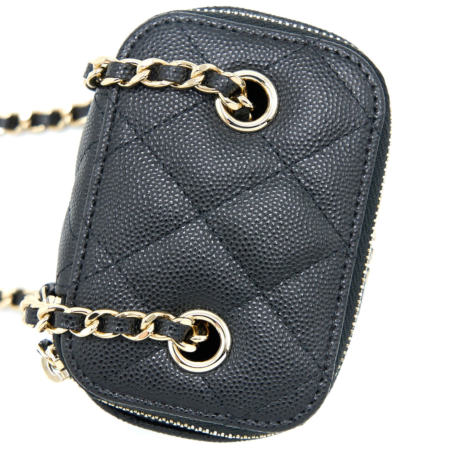 Chanel 23C Mini Vanity With Chain Caviar Black L