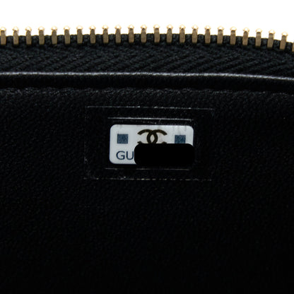 Chanel 22K Gold Pillar Adjustable Chain Long Vanity Lambskin Black  (Microchip)