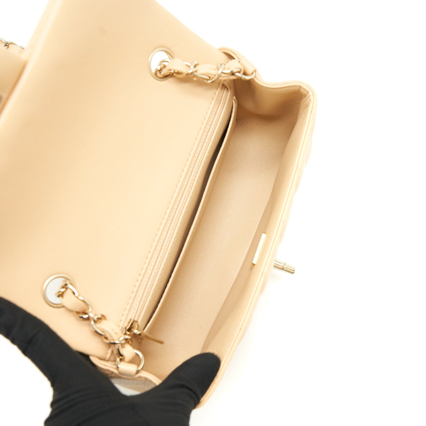 Chanel Mini Rectangular Lambskin Light Beige L