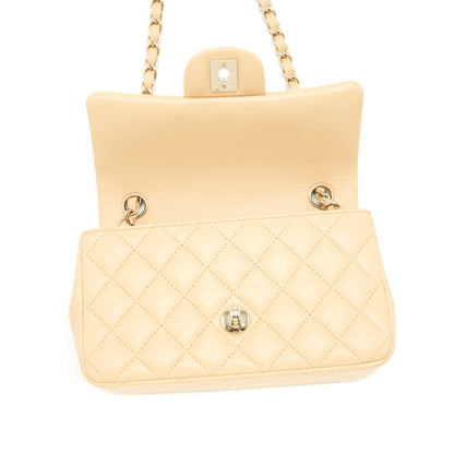 Chanel Mini Rectangular Lambskin Light Beige L