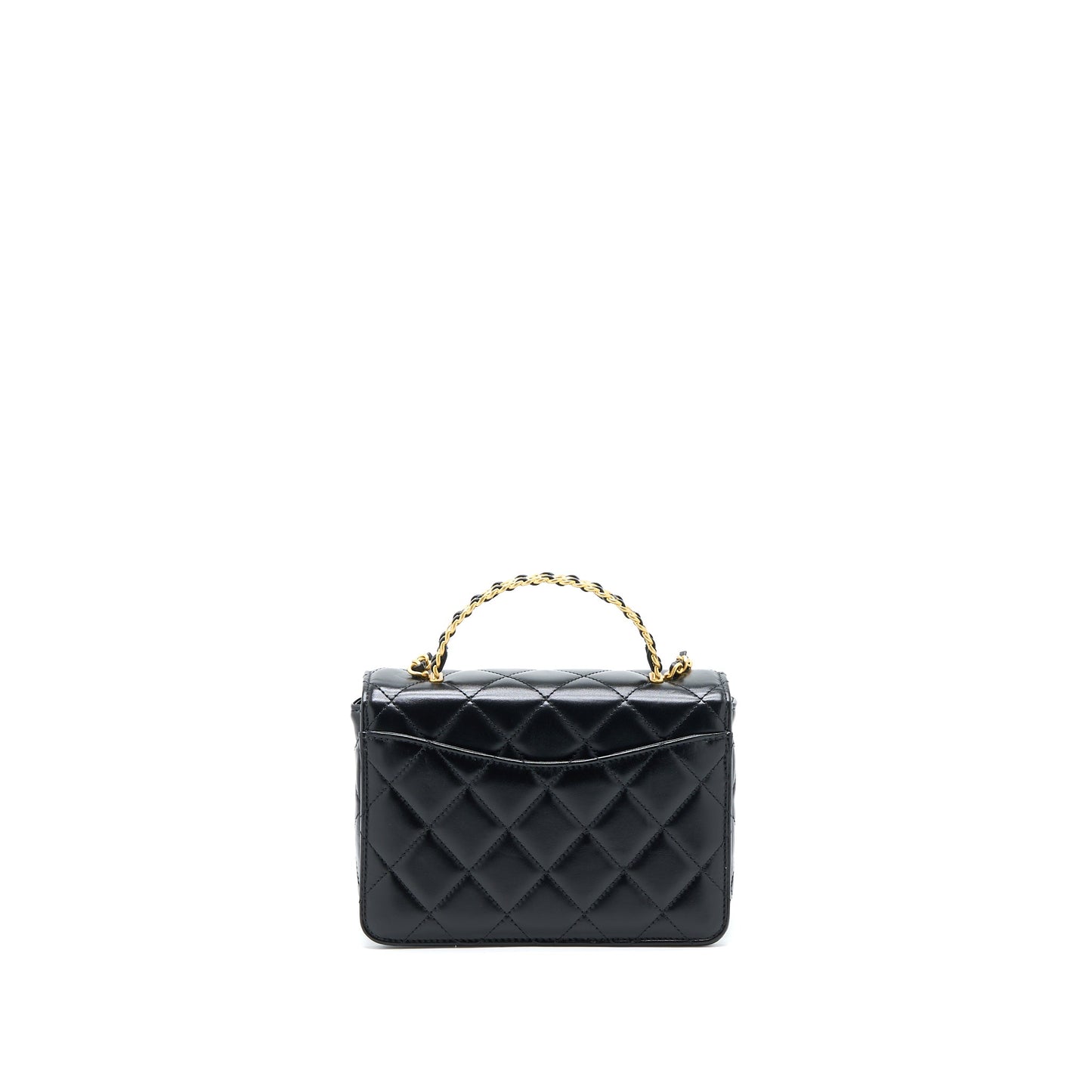 Chanel 23p Flap Bag with Top Handle Shiny Calfskin Black  (Microchip)