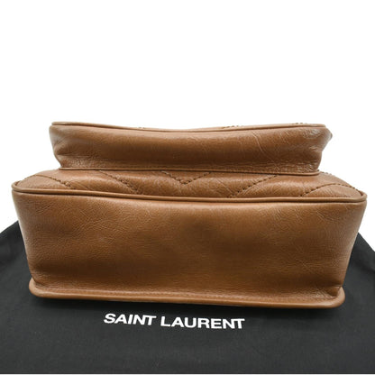 YVES SAINT LAURENT Niki Medium Leather Crossbody Bag Dark Brown