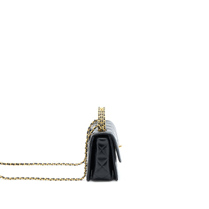 Chanel 23p Flap Bag with Top Handle Shiny Calfskin Black  (Microchip)