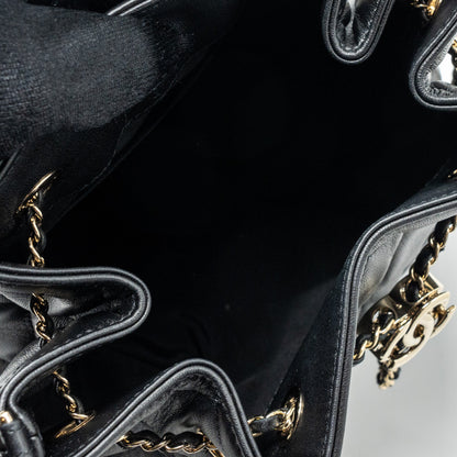 Chanel Drawstring Bucket Bag Calfskin Black L