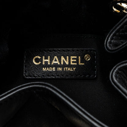 Chanel Drawstring Bucket Bag Calfskin Black L