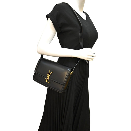 YVES SAINT LAURENT Solferino Medium Leather Shoulder Bag Black