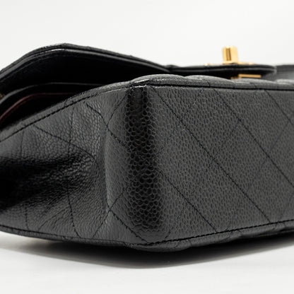 Chanel Small Classic Double Flap Bag Caviar Black  (microchip)
