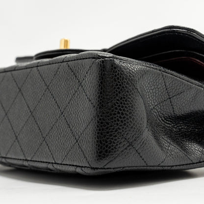 Chanel Small Classic Double Flap Bag Caviar Black  (microchip)